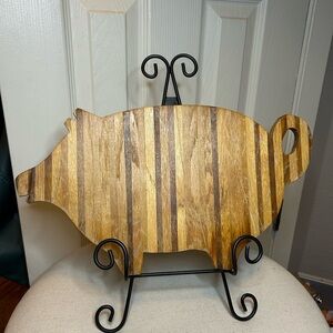 Vintage Wooden Pig-Shaped Charcuterie Cutting Board Butcher Block Farmhouse